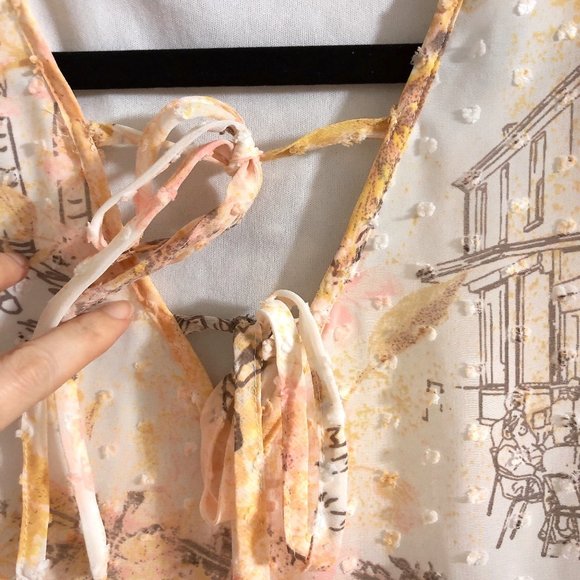 C Est 1946 Swiss Dots Sleeveless Tier V-neck Yellow Short Dress XS - Picture 5 of 10